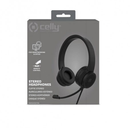 Celly SWHeadset Auricolare Cablato A Padiglione Musica e Chiamate Nero (SWHEADSETBK)