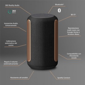 Sony SRS-RA3000 - Home Speaker wireless con Immersive Audio Enhancement, 360 Reality Audio e riproduzione multi (SRSRA3000B.CEL)