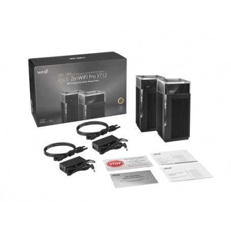 ASUS ZenWiFi Pro XT12 (2-PK) router wireless Gigabit Ethernet Banda tripla (2.4 GHz/5 GHz/5 GHz) Nero (90IG06U0-MO3A20)