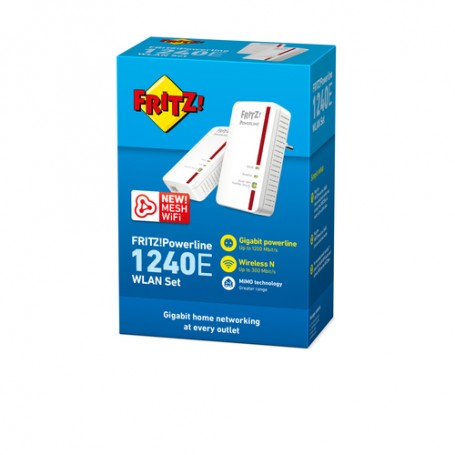 FRITZ! Powerline 1240E WLAN 1200 Mbit/s Collegamento ethernet LAN Wi-Fi Rosso, Bianco 2 pz (20002755)