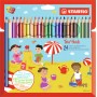 STABILO Matita colorata triangolare - Trio thick - Astuccio da 24 + temperino - Colori assortiti (203/2-24)