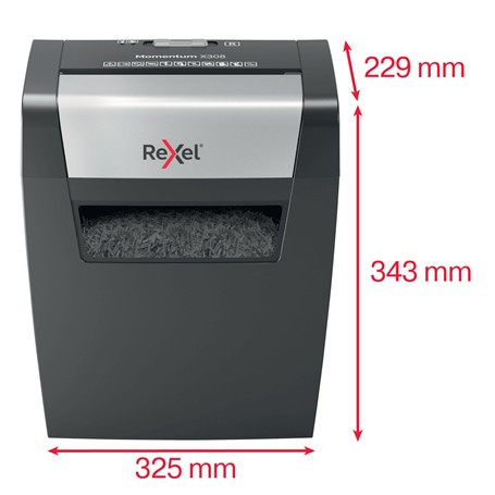 Rexel Momentum X308 distruggi documenti Taglio a particelle Nero, Grigio (2104570EU)