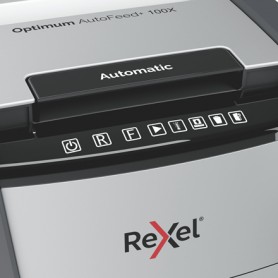 Rexel Optimum AutoFeed+ 100X distruggi documenti Triturazione incrociata 55 dB 22 cm Nero, Grigio (2020100XEU)