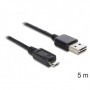 DeLOCK EASY-USB 2.0-A - USB 2.0 micro-B, 5m cavo USB USB A Micro-USB B Nero (83369)