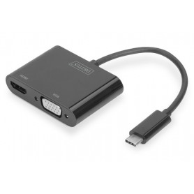 Digitus DA-70858 cavo e adattatore video 0,11 m USB tipo-C HDMI + VGA (D-Sub) Nero (DA-70858)