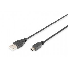 Digitus 1m, USB2.0-A/USB2.0 mini-B cavo USB USB A Mini-USB B Nero (DB-300130-010-S)