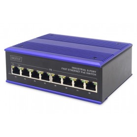 ASSMANN Electronic DN-650108 switch di rete Fast Ethernet (10/100) Supporto Power over Ethernet (PoE) Nero, Blu (DN-650108)