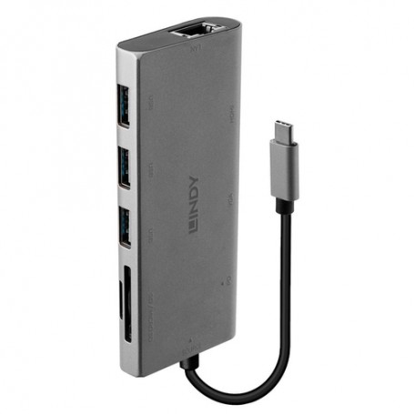 Lindy 43278 hub di interfaccia USB 3.2 Gen 1 (3.1 Gen 1) Type-C 5000 Mbit/s Grigio