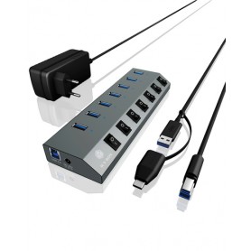 ICY BOX IB-HUB1701-C3 USB 3.2 Gen 1 (3.1 Gen 1) Type-B 5000 Mbit/s Antracite