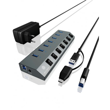 ICY BOX IB-HUB1701-C3 USB 3.2 Gen 1 (3.1 Gen 1) Type-B 5000 Mbit/s Antracite