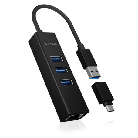 ICY BOX IB-HUB1419-LAN USB 3.2 Gen 1 (3.1 Gen 1) Type-A 5000 Mbit/s Nero