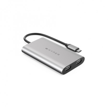 HYPER HDM1-GL cavo e adattatore video USB tipo-C 2 x HDMI Acciaio inossidabile