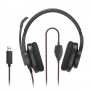 Hama HS-USB400 V2 Auricolare Cablato A Padiglione Ufficio USB tipo A Nero, Rosso
