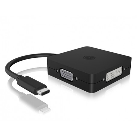 ICY BOX IB-DK1104-C 0,15 m USB tipo-C DVI + VGA + DisplayPort + HDMI Nero