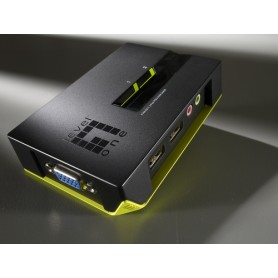 LevelOne KVM-0221 switch per keyboard-video-mouse (kvm) Nero, Verde (KVM-0221)