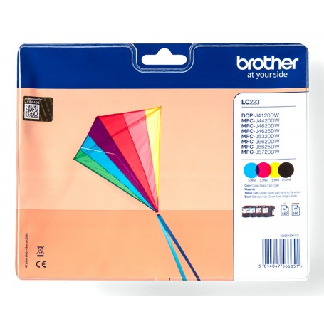 Brother LC-223VALBP cartuccia d'inchiostro 4 pz Originale Nero, Ciano, Magenta, Giallo (LC223VALBP) (LC-223VALBP) (LC223VALBP)