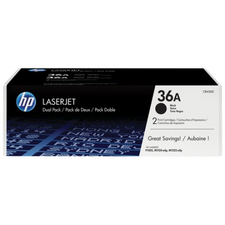 HP Confezione da 2 cartucce originali di Toner nero LaserJet 36A (CB436AD)
