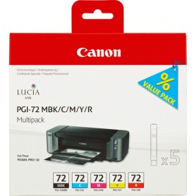 Canon PGI-72 MBK/C/M/Y/R cartuccia d'inchiostro 5 pz Originale Resa standard Ciano, Magenta, Nero opaco, Rosso, Giall (6402B009)
