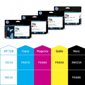 HP Cartuccia inchiostro giallo DesignJet 728, 130 ml (F9J65A)