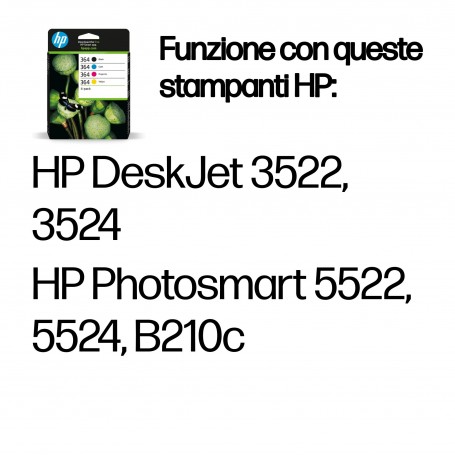 HP Confezione da 4 cartucce originali di inchiostro nero/ciano/magenta/giallo 364 (N9J73AE)