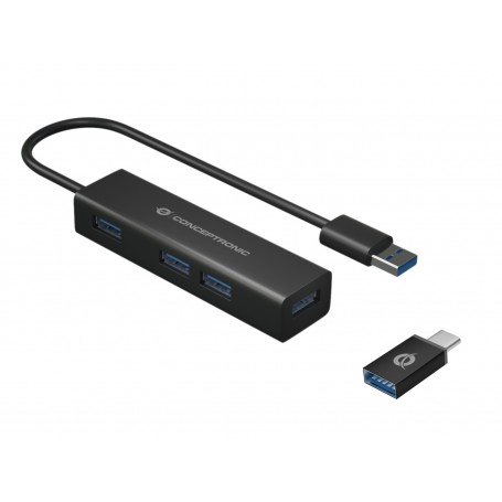 Conceptronic HUBBIES06B hub di interfaccia USB 3.2 Gen 1 (3.1 Gen 1) Type-A 5000 Mbit/s Nero (HUBBIES06B)