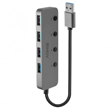 Lindy 43309 hub di interfaccia USB 3.2 Gen 1 (3.1 Gen 1) Type-A 5 Mbit/s Grigio (43309-LND)