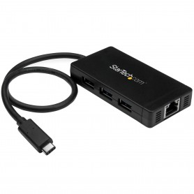 StarTech.com Hub USB 3.0 a 3 porte con USB-C e Ethernet Gigabit - Include Adattatore di Alimentazione (HB30C3A1GE)