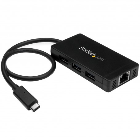 StarTech.com Hub USB 3.0 a 3 porte con USB-C e Ethernet Gigabit - Include Adattatore di Alimentazione (HB30C3A1GE)