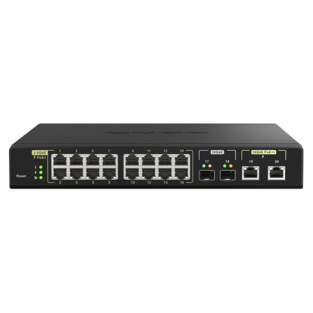 QNAP QSW-M2116P-2T2S switch di rete Gestito L2 2.5G Ethernet Supporto Power over Ethernet (PoE) Nero (QSW-M2116P-2T2S)