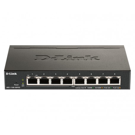 D-Link DGS-1100-08PV2 switch di rete Gestito L2/L3 Gigabit Ethernet (10/100/1000) Supporto Power over Ethernet  (DGS-1100-08PV2)