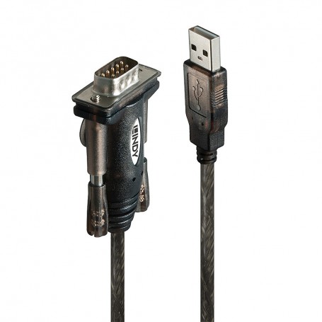 Lindy 42855 cavo seriale Grigio, Trasparente 1,5 m USB tipo A DB-9 (42855)