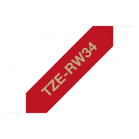Brother TZE-RW34 nastro per etichettatrice Oro su rosso (TZERW34)
