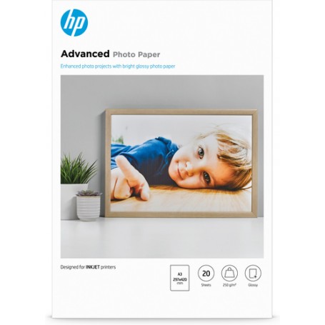 HP Confezione da 20 fogli carta fotografica lucida A3/297 x 420 mm Advanced (Q8697A)