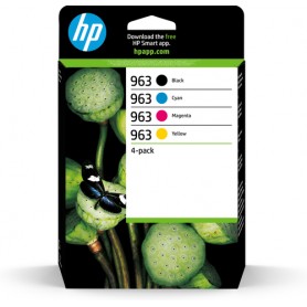HP Confezione da 4 cartucce di inchiostro nero, ciano, magenta, giallo originali 963 (6ZC70AE)