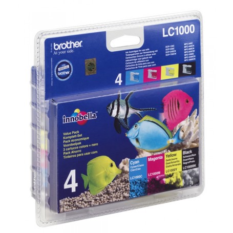 Brother LC-1000 cartuccia d'inchiostro Originale Nero, Ciano, Magenta, Giallo (LC1000VALBP)