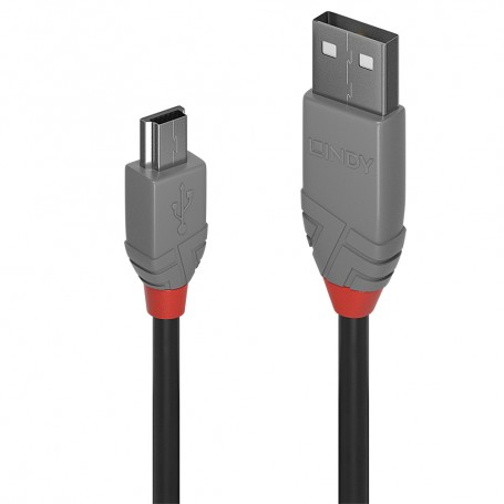 Lindy 36722 cavo USB 1 m USB 2.0 USB A Mini-USB B Nero, Grigio (36722) (36722-LND)