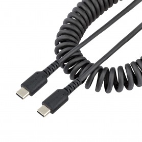 StarTech.com Cavo USB C Ricarica Veloce da 50cm Cavetto USB tipo C 2.0 Spiralato di Alimentazione e Sincronizzazione Resistente 