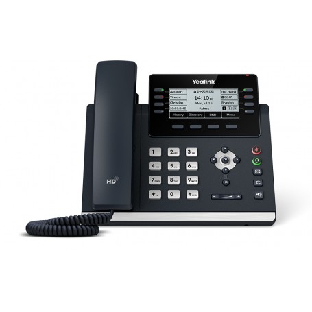 YEALINK TELEFONO VOIP 2XLAN GIGABIT, DISPLAY MONOCROMATICO, 1XRJ9, 16 LINEE SIP (SIP-T43U)