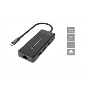 Conceptronic DONN14G replicatore di porte e docking station per notebook Cablato USB 3.2 Gen 1 (3.1 Gen 1) Type-C Grigio