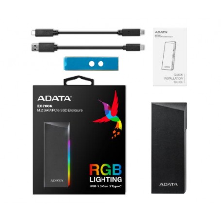 ADATA AEC700GU32G2-CGY contenitore di unità di archiviazione Box esterno SSD Nero M.2
