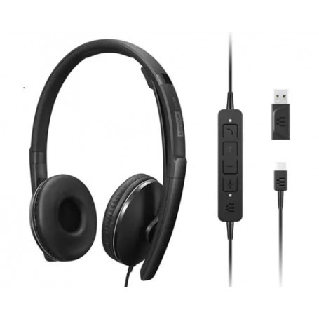 Lenovo 4XD1M39029 cuffia e auricolare Cablato A Padiglione USB tipo-C Nero