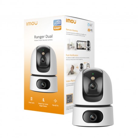 Imou mou Ranger DUAL 10MP (5MP+5MP) Telecamera WiFi Interno con Doppia Lente, 360°PTZ Telecamera da Interno, Rilevamento Umano,