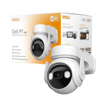 Imou Cell PT - Telecamera da Esterno a batteria con risoluzione 2K (3MP), Rilevamento Movimento/Umano, Visione Notturna a Colori