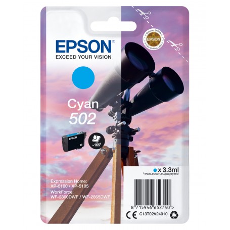 Epson Singlepack Cyan 502 Ink (C13T02V24020)