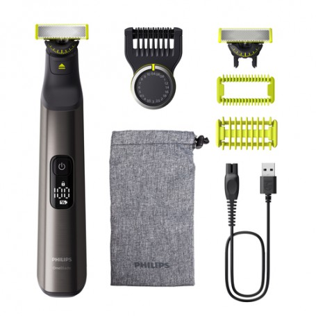 Philips OneBlade Pro 360 Face & Body Rasoio, Regolabarba e Rifinitore con Pettine di Precisione Regolabile 20 Lunghezze QP6552/1