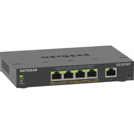 Netgear GS305EP Gestito L2/L3 Gigabit Ethernet (10/100/1000) Supporto Power over Ethernet (PoE) Nero (GS305EP-100PES)
