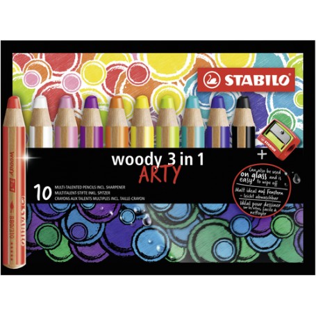 STABILO Woody 3 in 1 ARTY pastello colorato Multicolore 10 pz (880/10-1-20)