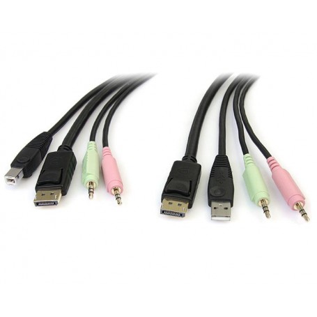 StarTech.com Cavo switch KVM DisplayPort USB 4 in 1 con audio e microfono 1,8 m (DP4N1USB6)
