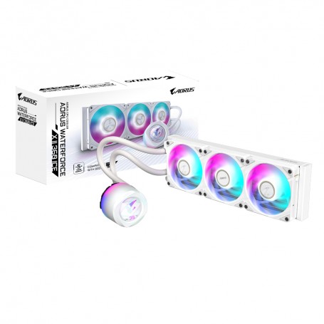 GIGABYTE AORUS WATERFORCE X II 360 ICE Raffreddamento a liquido per CPU AIO - 3x ventole ARGB da 120 mm, LCD a colori, DAISY-CHA