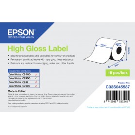 Epson High Gloss Label - Continuous Roll: 76mm x 33m (C33S045537)